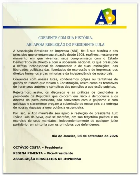 BOICOTEM A IMPRENSA - Coerente com sua história, ABI apoia reeleição do presidente Lula