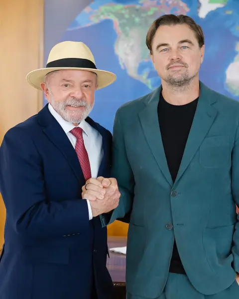 Leonardo DiCaprio reúne-se com Lula, Janja e Margareth Menezes em Brasília