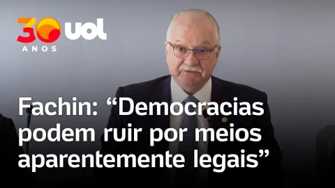 Fachin diz que democracias &#039;raramente morrem por golpes abruptos&#039;, mas são &#039;corroídas por dentro&#039;