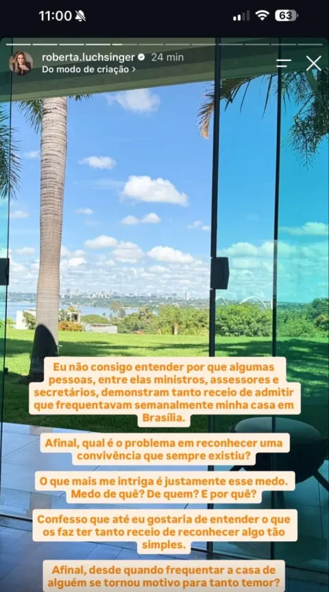 “Medo de quê?”: Luchsinger provoca autoridades sobre visitas à sua casa em Brasília