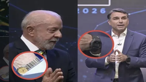 Relógios de Lula e Flávio no debate da Band chamam atenção: R$ 42 mil contra R$ 449