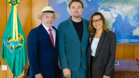 Janja and I received, this Wednesday, at the Palácio do Planalto, a visit from actor Leonardo DiCaprio.