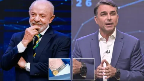 No debate, Lula usa relógio avaliado em R$ 42.000; e Flávio, de R$ 449